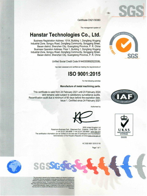 9001 Quality Management System Certificate